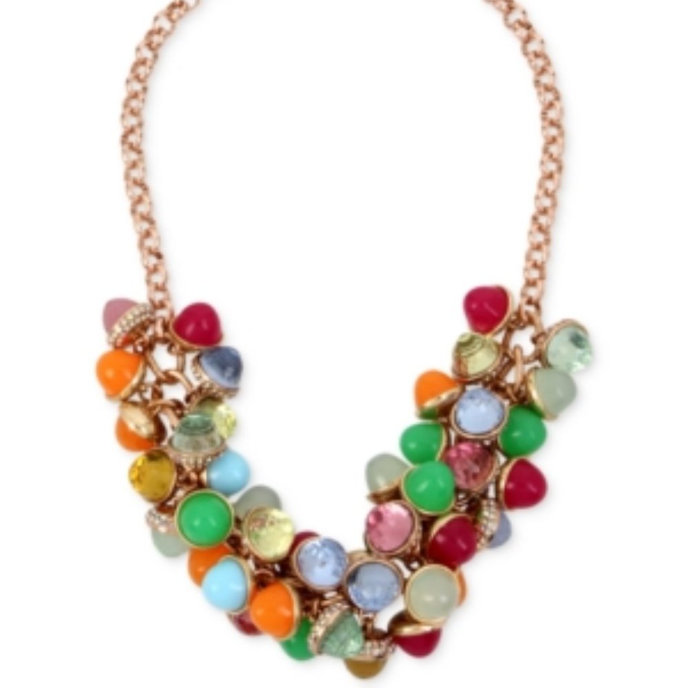 Betsey Johnson Multi-Stone Shaky Frontal Necklace, 16" + 4" Extender